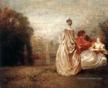  rococo Peintre - Deux cousins ​​Jean Antoine Watteau classique rococo